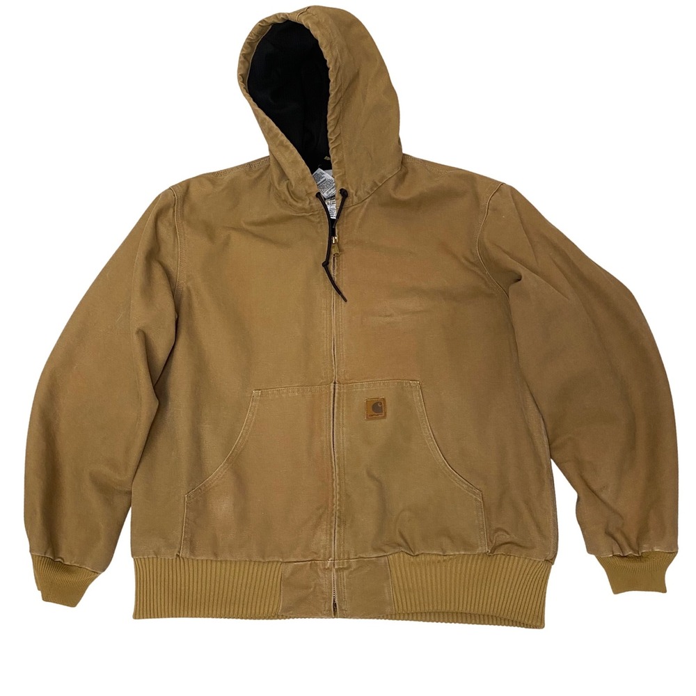 Carhartt J140 USA Duck Active‎ Jacket Hooded Thermal Lined Brown XL Regular